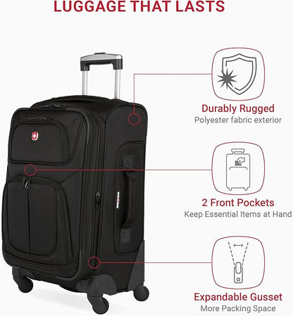 SwissGear Sion Softside Expandable Luggage, Black, 2-Piece Set (21/29)