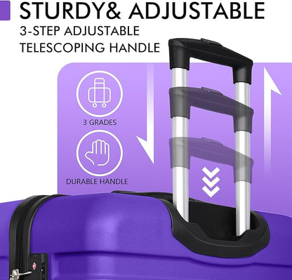 AnyZip Luggage PC ABS Hardside Lightweight Suitcase with 4 Universal Wheels TSA Lock Carry-On 20 Inch Violet Purple