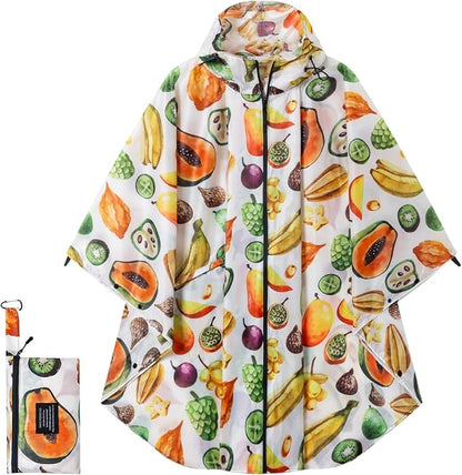 Hooded Rain Ponchos for Adult - Rain Coat and Rain Jacket with Waterproof Pocket and Zipper