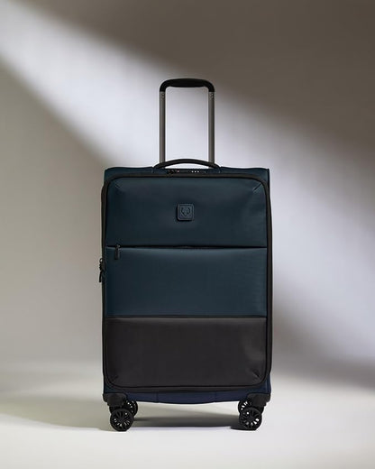 ANTLER - Soft Stripe Medium Luggage - 27" Softside Suitcase, Adjustable Handle, 4 Spinner Wheels, Lightweight, Expandable, TSA Lock - Recycled Polyester Luggage - 71cm, Indigo Blue
