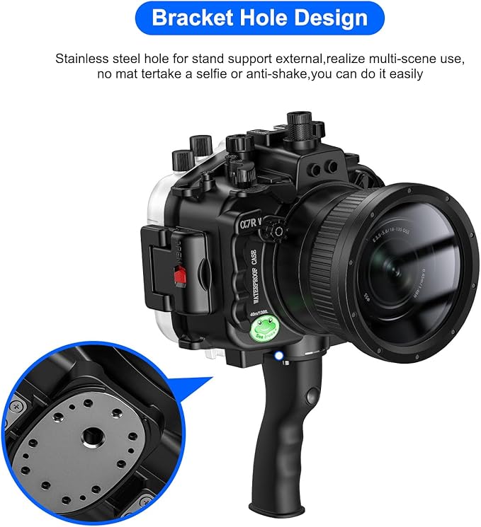 Sea frogs Underwater Camera Case Compatible with Sony A7RV for FE 24-70 F4 ZA OSS with Wide Angle Fisheye Lens IPX8 40m/130ft Maximum Diving Depth A7R-5 Waterproof Camera Housing for Diving A7R-V