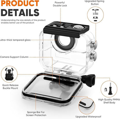 Waterproof Case&Floating Hand Grip Compatible with Insta360 GO 3, Protective Underwater Dive Housing Shell with Bracket Accessories