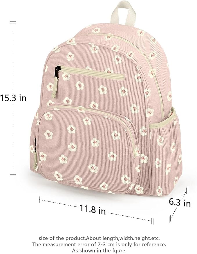 Corduroy Kids Backpack for Girls, Girls Backpack 5-9, Kindergarten Elementary School Bookbag for Girl 15.3" H Fit Folder