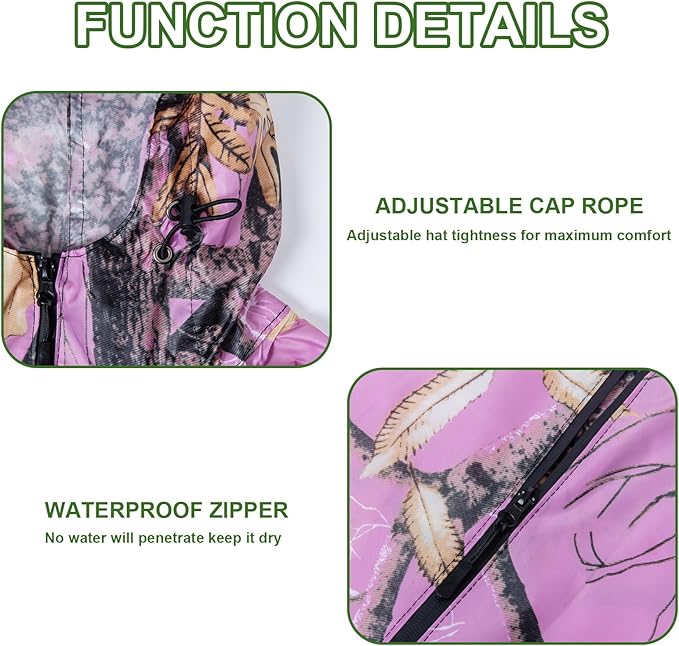Hooded Rain Ponchos for Adult - Rain Coat and Rain Jacket with Waterproof Pocket and Zipper