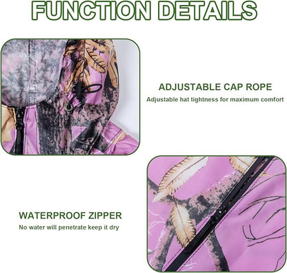Hooded Rain Ponchos for Adult - Rain Coat and Rain Jacket with Waterproof Pocket and Zipper