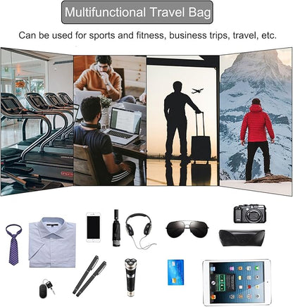 Full-grain Genuine Leather Travel Bag Large Capacity Luggage Duffel Bag for Men Shoulder Handbag Holiday Business Trip Bag, Black