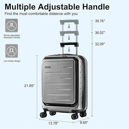 Expandable Carry On Luggage Airline Approved, 20 Inch Lightweight ABS+PC Hard Shell Suitcases with Front Pocket, Spinner Wheels, TSA Lock (Dark Gray, 1PC)