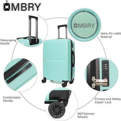Luggage Set 3 Pieces -Suitcase Set - Carry on Luggage with Wheels - Check-in Luggage - PC + ABS Durable Suitcase Rotating Silent Wheels 3-Piece 20/24/28 Mint Green