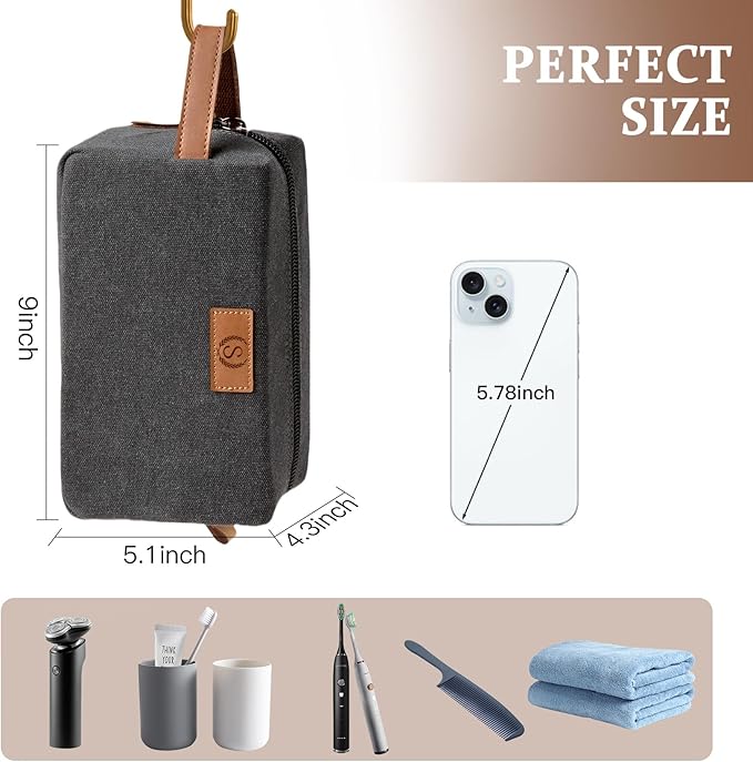 Janhavi Waterproof Makeup Bag Organizer,Groomsmen Gifts,Travel Bag Canvas Laser Engraved Initials & Wheat Ear, Men's Accessories Storage, Travel Bags for Men, Travel Essentials (Dark Grey Z)