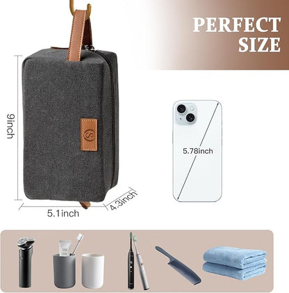 Janhavi Waterproof Makeup Bag Organizer,Groomsmen Gifts,Travel Bag Canvas Laser Engraved Initials & Wheat Ear, Men's Accessories Storage, Travel Bags for Men, Travel Essentials (Dark Grey Z)