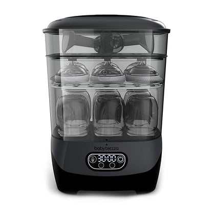 Baby Brezza Bottle Sterilizer and Dryer Advanced – 33% Faster - Largest Capacity Steam Sanitizer - Universal Sterilization Machine for All Bottles + Pump Parts - HEPA Air Filter, Charcoal