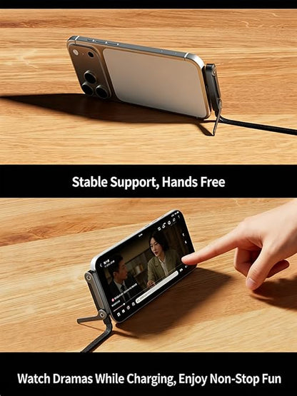 2-in-1 Invisible Holder Charger Cable, Charge Stand 2 in 1 Cable, Invisible Stand Charging Cables, Fast Charge USB C 90 Degree Cables, Multi-Functional High Speed for Gaming