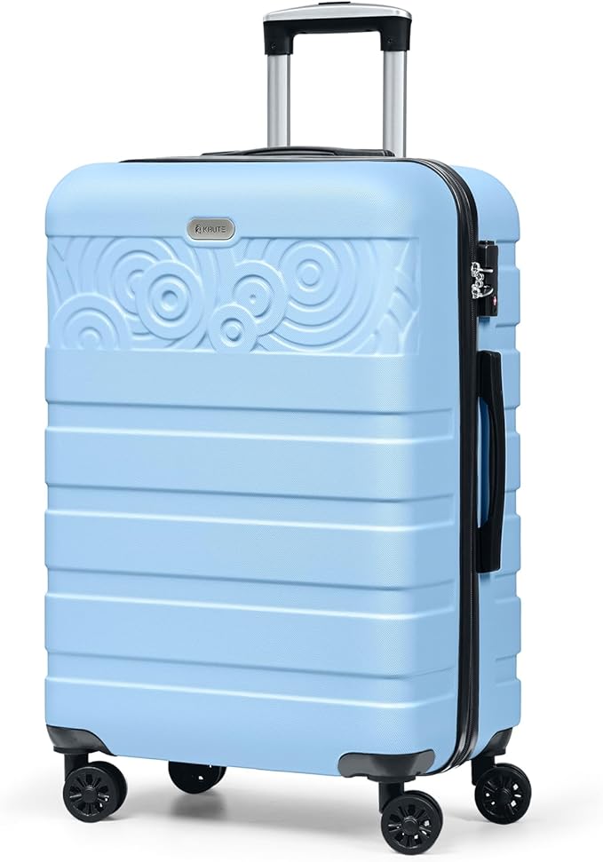 Krute Suitcases with Wheels Checked Luggage 24 Inch Lightweight PC ABS TSA Lock Hard Side Travel Suitcase