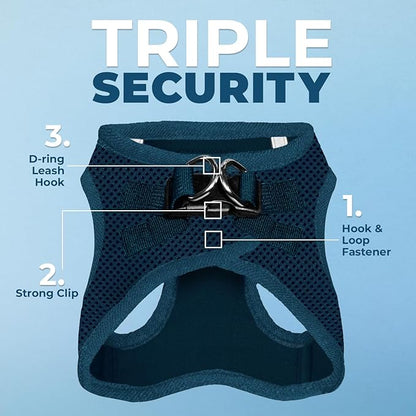 Best Pet Supplies Voyager Step-in Air Harness - All Weather Mesh, Reflective, No Pull Harness for Dogs, Cats - Secure with Hook & Loop Fastener, Buckle, Double D-Rings - Blue, XXXS