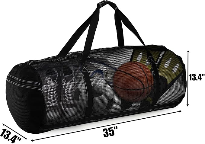 Peohud Mesh Dive Bag, Extra Large Scuba Gear Bag, Foldable Mesh Duffle Beach Tote Bag with Zipper and Pockets for Snorkeling, Spearfishing, Freediving, Swimming, Travel, Gym, Sports