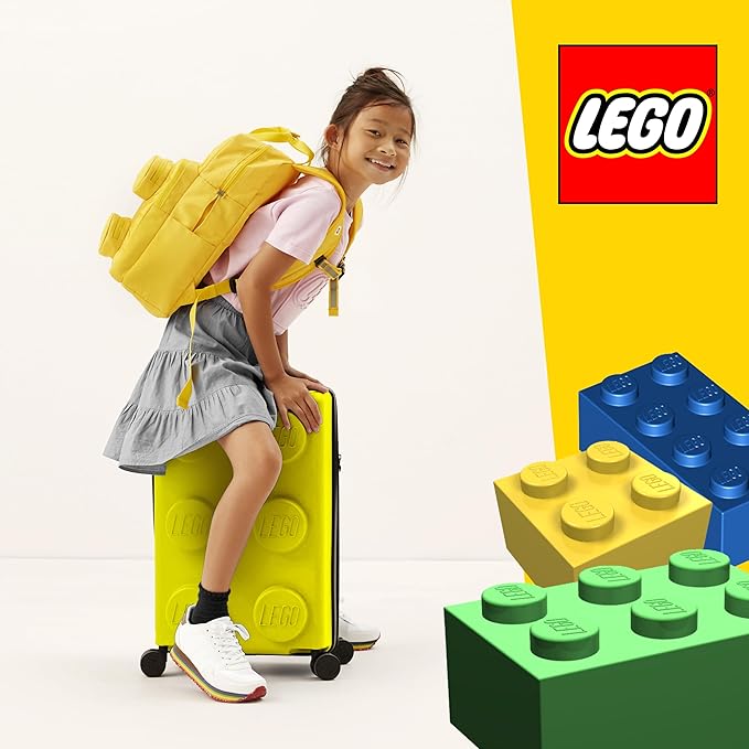 Concept One LEGO 22 Inch Carry On Luggage, Signature Trolley Expandable Hardshell Rolling Suitcase with Spinner Wheels, Yellow