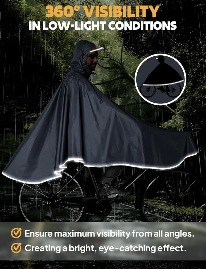 ANYOO Waterproof Rain Poncho Bike Bicycle Rain Capes Lightweight Compact Reusable for Adults