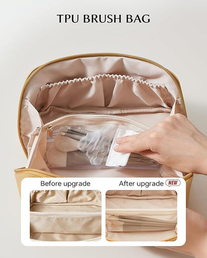 EACHY Travel Makeup Bag,Large Capacity Cosmetic Bags for Women,Waterproof Portable Pouch Open Flat Toiletry Bag Pattern Makeup Bag
