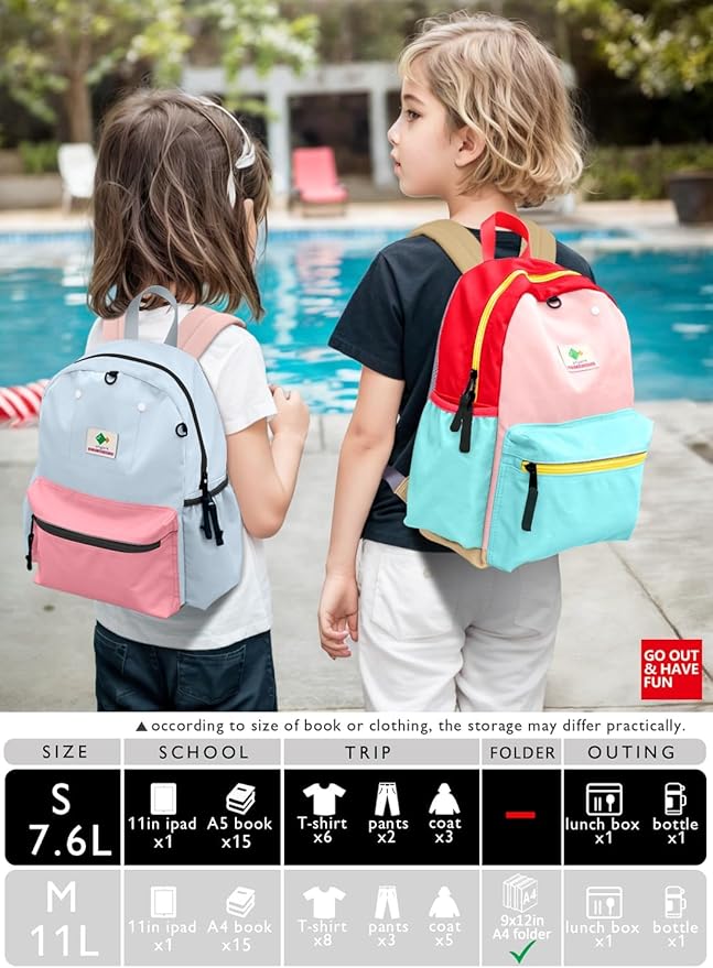 Preschool Toddler Backpack For Boys Girls, School Mini & Travel, Small Kids Child Backpacks, Kindergarten Elementary bag, 11.6" H