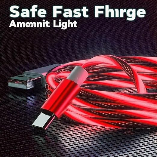 USB Cable PD Fast Charger Lighted Up (USB A to C Red),Mobile Phone Data Cable, Charging Cable, Supports Data Transfer, 39-inch, TPE Material, Compatible with Almost All Type-C Devices.