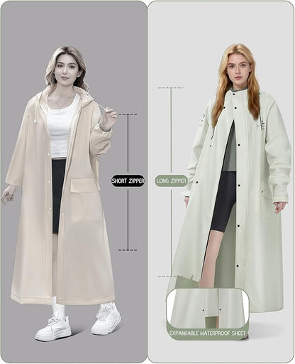 Men's Rain Jacket with Hooded Waterproof Lightweight Packable Long Raincoat Poncho for Women Adults