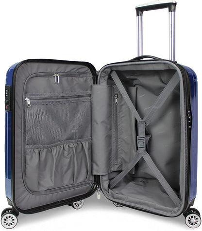 World Traveler VentureX Airline Approved 20-Inch Carry-On Luggage – Lightweight Hardside Polycarbonate Suitcase with Spinner Wheels - Contour Blue
