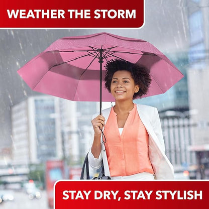 REPEL Windproof Travel Umbrella - Compact & Withstands Winds up to 85MPH , Strongest Premium Auto Folding Umbrella for Rain and Sun - Durable, Light & Portable for Women & Men , Fits Backpack & Cars