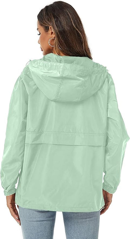 Avoogue Womens Rain Jacket with Hood,Pullover,Packable,Lightweight,Windbreaker,Waterproof,Breathable.