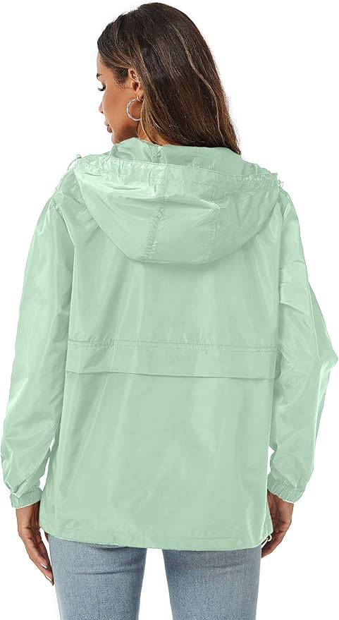 Avoogue Womens Rain Jacket with Hood,Pullover,Packable,Lightweight,Windbreaker,Waterproof,Breathable.