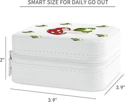 MAYCARI Jewelry Box with Cute Mushroom Frog Pattern Design, PU Leather Jewelry Travel Organizer Case-Rings/Earrings/Necklace Storage Box for Women Birthday Mom Friends Her Bridesmaids Girls s