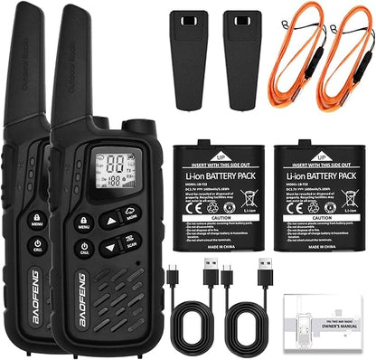 BAOFENG MP25 Walkie Talkies,Family Walkie Talkie Camping Essentials NOAA Weather Scan 155 Privacy Codes 22 FRS Channels 2PC (Black)