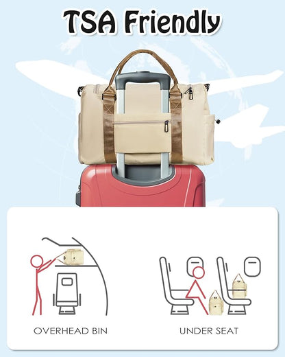 Duffle Bag Women, Initial Travel Duffel Bag, Sports Gym Bag, Personalized Weekender Bag with Shoulder Strap, Monogram Overnight Bag for Women, Gifts for Friends Female Mom