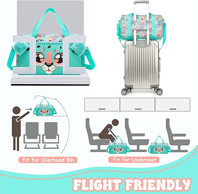 Kids Luggage with Wheels Suitcases Travel Softside Suitcases 16" Carry on Suitcase with Duffle Bag Luggage Sets for Girls Airline Approved