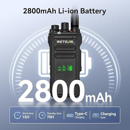 Retevis NR30D DMR Two Way Radios Long Range,Noise Canceling,IP67 Waterproof,TDMA,AES256,15-Hour Battery Life,Compatible with Motorola CP100D,Professional Digital Walkie Talkies for Industrial(2 Pack)