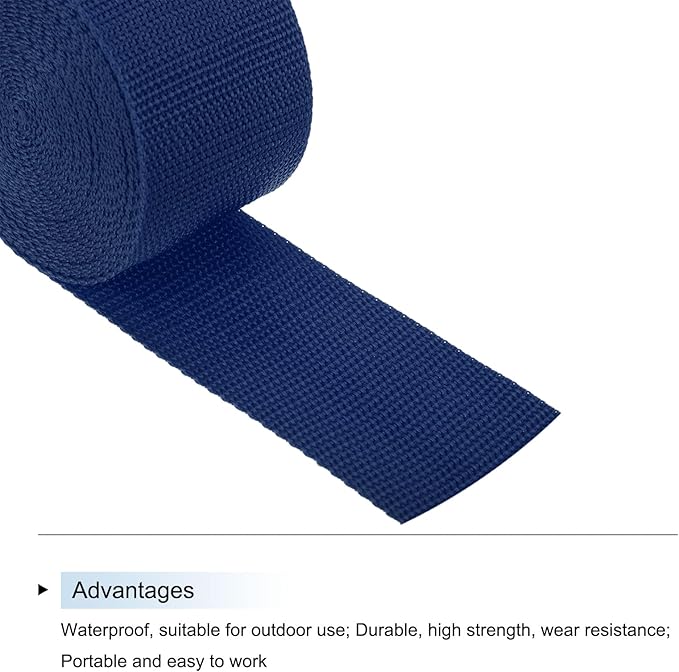 MECCANIXITY Lightweight Polypropylene Webbing Strap 2" 5 Yard Backpack Strapping Band Navy Blue for Outdoor Luggage Cargo Straps