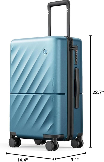 NINETYGO Carry On Suitcase, 20 Inch Carry-On Luggage with Double Spinner Wheels, Anti-Burst Zipper, Hard Case PC Suitcase Carry On, Lightweight Travel Luggage, TSA Approved (Topaz Blue, Hudson)
