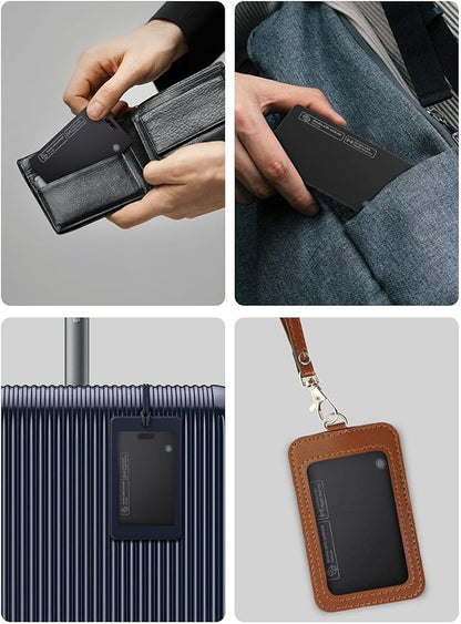 Tracking Card for Android & iOS, Ultra-Slim Rechargeable Find My Wallet Tracker Card for Luggage, ID Card, Passport - Both Works with Apple Find My & Google's Find Hub (Black, 2 Pack)