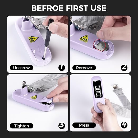 pack all 110 Lbs Luggage Scale, Digital Handheld Baggage Scale, Travel Suitcase Weight Scale with LCD Display, Battery Included, Purple