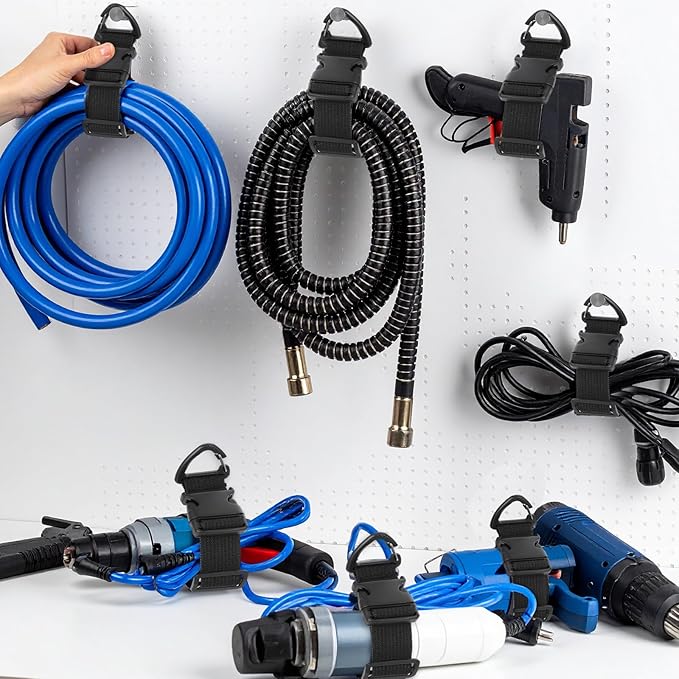 18 Pack Extension Cord Holder Organizer with Triangle Clips, 17" Adjustable Heavy Duty Cord Storage Straps for Home Workshop RV Garage Organization for Cables Hoses Ropes