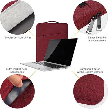 13 inch Laptop Sleeve Case for 13 inch New MacBook Air M4 A3240 2025/ M3 A3113/ M2 A2681/ M1 A2337 Computer Bag, Wine Red