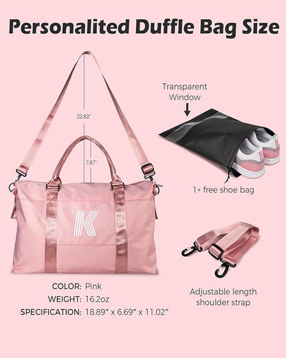 Teen Girl Gifts Trendy Stuff, Initial Travel Duffel Bag, Personalized Weekender Bag, Gym Bag, Monogram Overnight Bag, Niece Gifts Girly Girl Stuff Birthday Gifts for Girl (Letter Z)