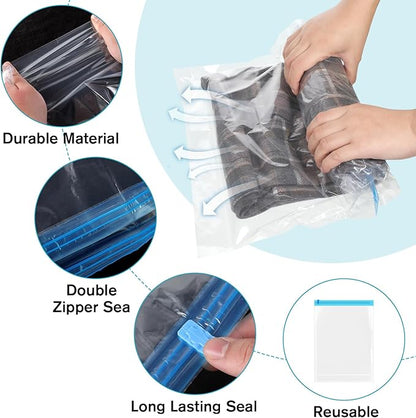 4 PCS Compression Bags for Travel, Roll-Up Space Saver Bag 18.9x13.8in Vacuum Seal Storage Bags for Packing Clothing Suitcases Luggage Home Organizers, No Pump Needed