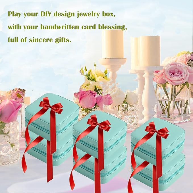 Travel Jewelry Case Bridesmaid Gifts Box,6 Pack Small Jewelry Box Mini Jewelry Organizer,PU Leather Portable Earring Storage Box for Women Girls Bridesmaid Proposal Gifts