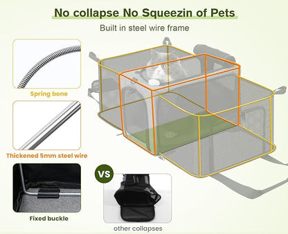 Pecute Cat Carrier Expandable, Airline Approved Cat Soft-Sided Carriers, Breathable Pet Carriers up to 5kg/12lbs, Collapsible Cat Bag Carrier Great for Travel, Outdoor, Hiking, Camping, Gray