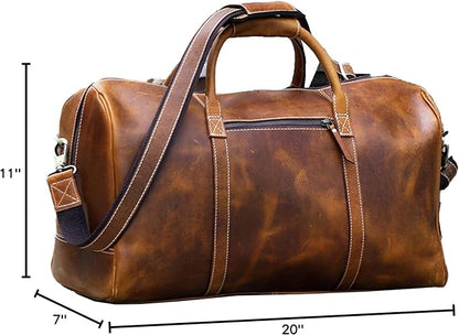 KomalC Leather Duffle Bags for Men and Women Travel Overnight Weekend sports bag holdall Gym Duffel for Men