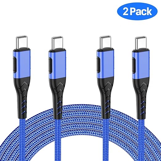 Durcord USB C Charger Cable Fast Charging, 2Pack 60W 10ft USB C to USB C Cable for Android Phone Pad, Type C to Type C Charger Braided USB Cable Compatible with iPhone 15 Pro/Plus/Max Blue