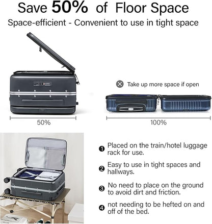 Hanke Top Opening 24 Inch Luggage with Spinner Wheels, Aluminum Frame All-PC Hard Shell Medium Suitcase, Trunk Wide Handle Luggage for Travel, TSA Checked-Medium (Graphite Grey, 69L)