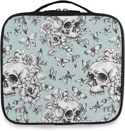 MNSRUU Women Makeup Bag Vintage Goth Skull Makeup Bag Organizer Travel Cosmetic Bag for Teenage Girl Clear Make Up Bags with Zipper