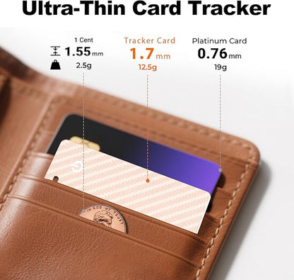[Apple MFi Certified] Wallet Tracker Card with Apple Find My (iOS Only) Rechargeable Air Tracker Tags Bluetooth Wallet Finder IP68 Waterproof GPS Tracker Item Finder for Keys, Bags, Passport Pink