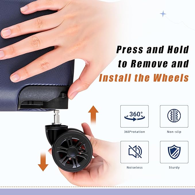Luggage Sets Suitcase Sets 5 Piece Luggage Sets Suitcase with ABS Hard Shell Lightweight TSA Lock and Double Rotatable Detachable Wheels(Navy,20"/24"/28"/DB/TB)
